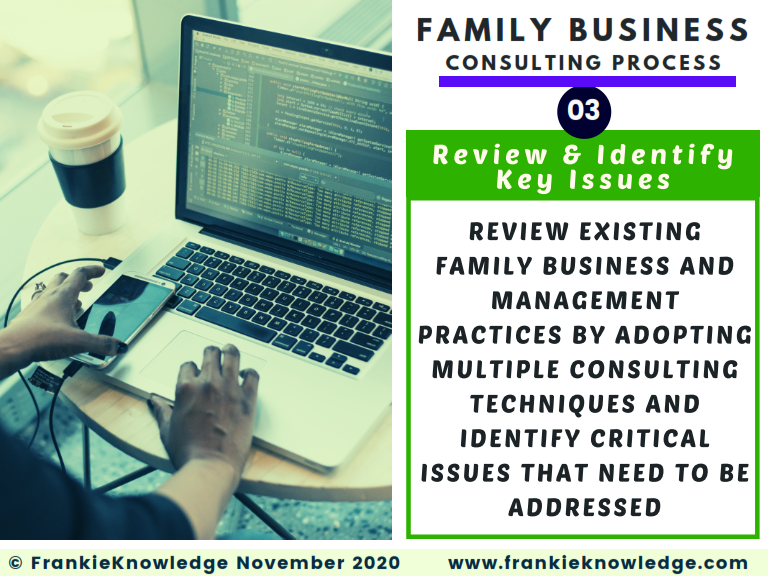 Step 3 of Family Business Consulting Process - Review existing Family Business and Management Practices by adopting multiple consulting techniques and identify critical issues that need to be addressed