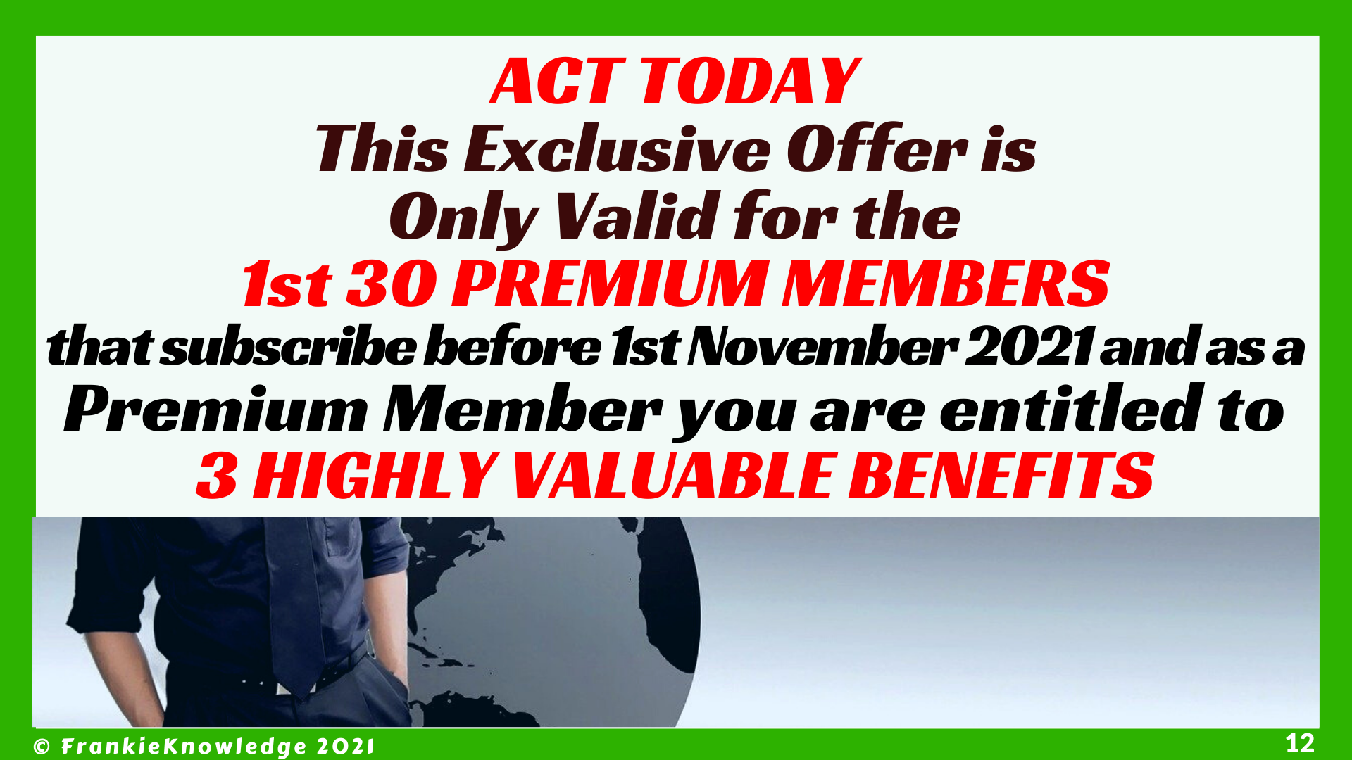 ACT Today to subscribe FrankieKnowledge Latest Premium Video Channel