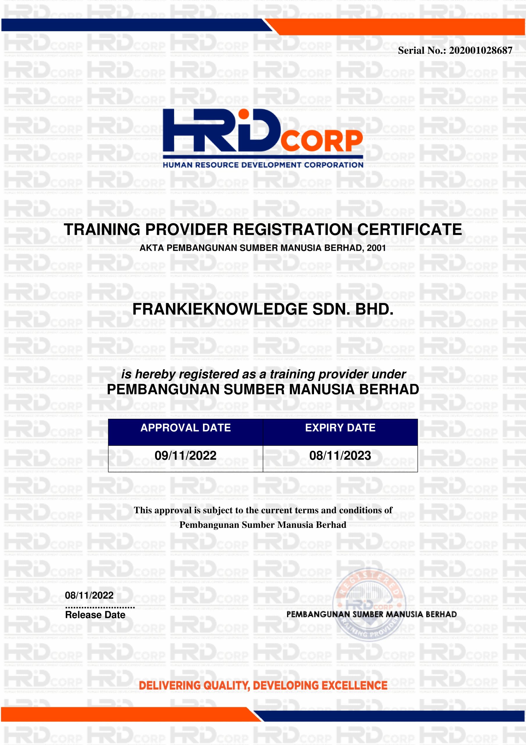 FrankieKnowledge Registred with HRDF