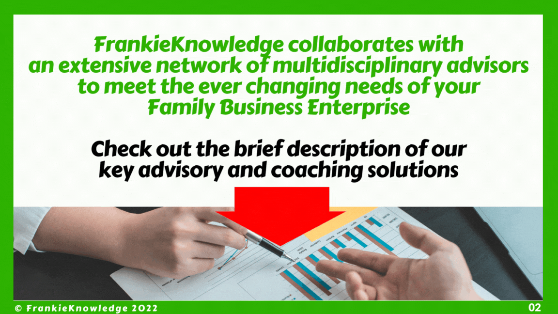 Check out the brief description of FrankieKnowledge's key advisory and coaching solutions