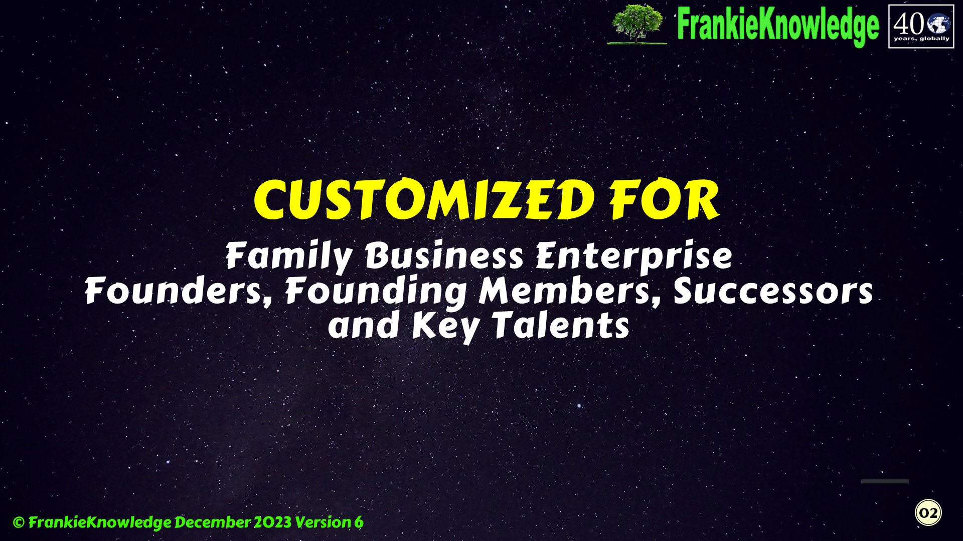 2. Project Outline - The Family Business Enterprise Legacy Master Planning Outline by FrankieKnowledge