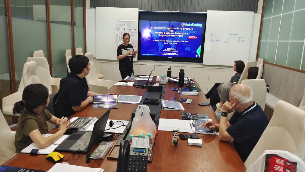 1. Frankie facilitated a customized session on - A systematic approach to prepare the Family Business Enterprise Legacy Master Plan for Kwong Soon Cheong (Kulai) Sdn Bhd and Rurutiki Sdn Bhd on 26th July 2025