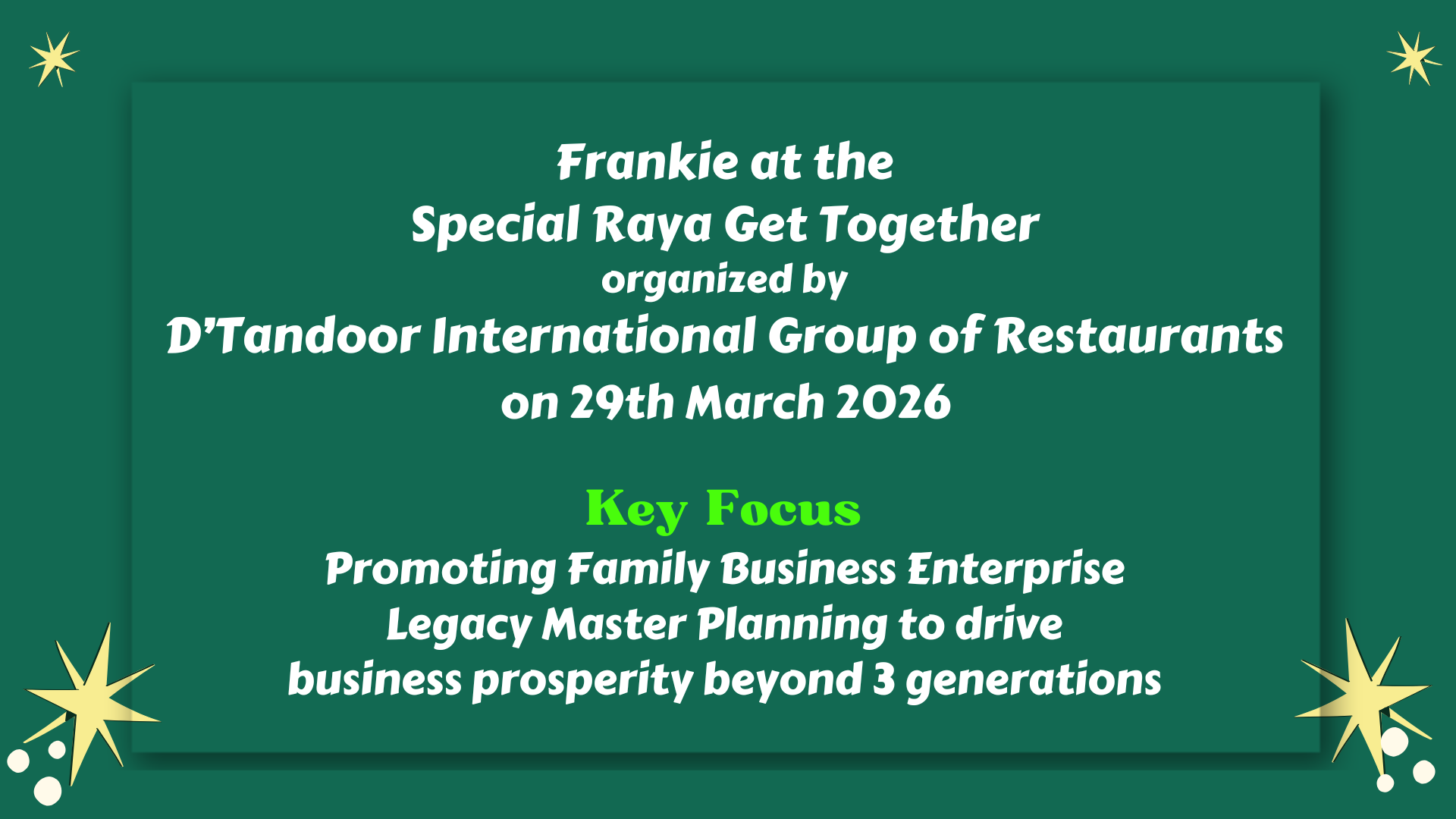 Frankie at the Special Raya Get Together organized by D’Tandoor International Group of Restaurants on 29th March 2026