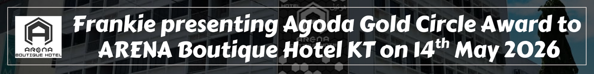 Frankie presenting Agoda Gold Circle Award to ARENA Boutique Hotel KT on 14th May 2026